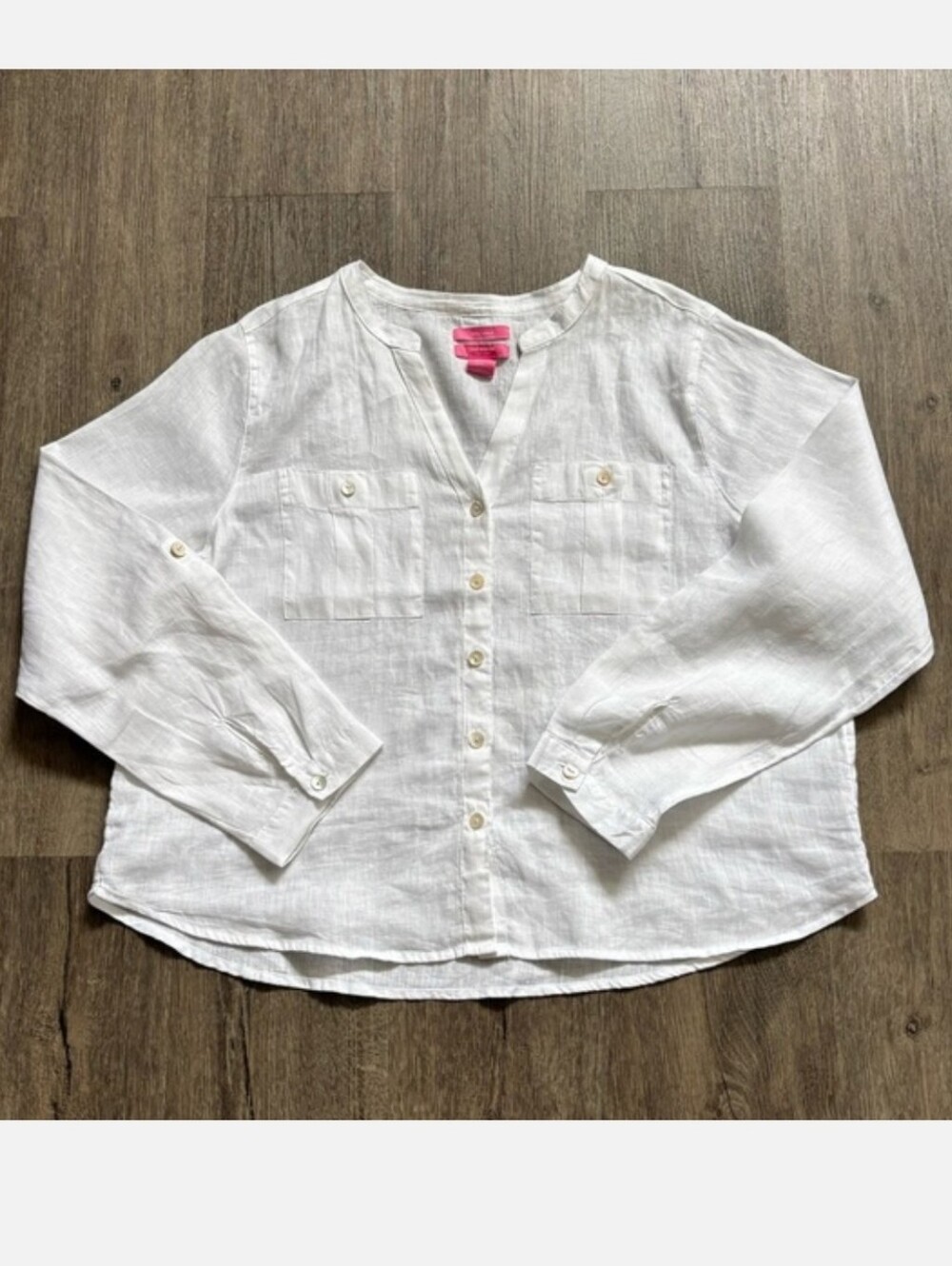 Isaac Mizrahi White Linen Blouse XL